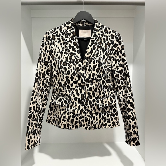 Banana Republic Cheetah Leopard Print Blazer size 8 lined fitted cotton - Picture 1 of 12